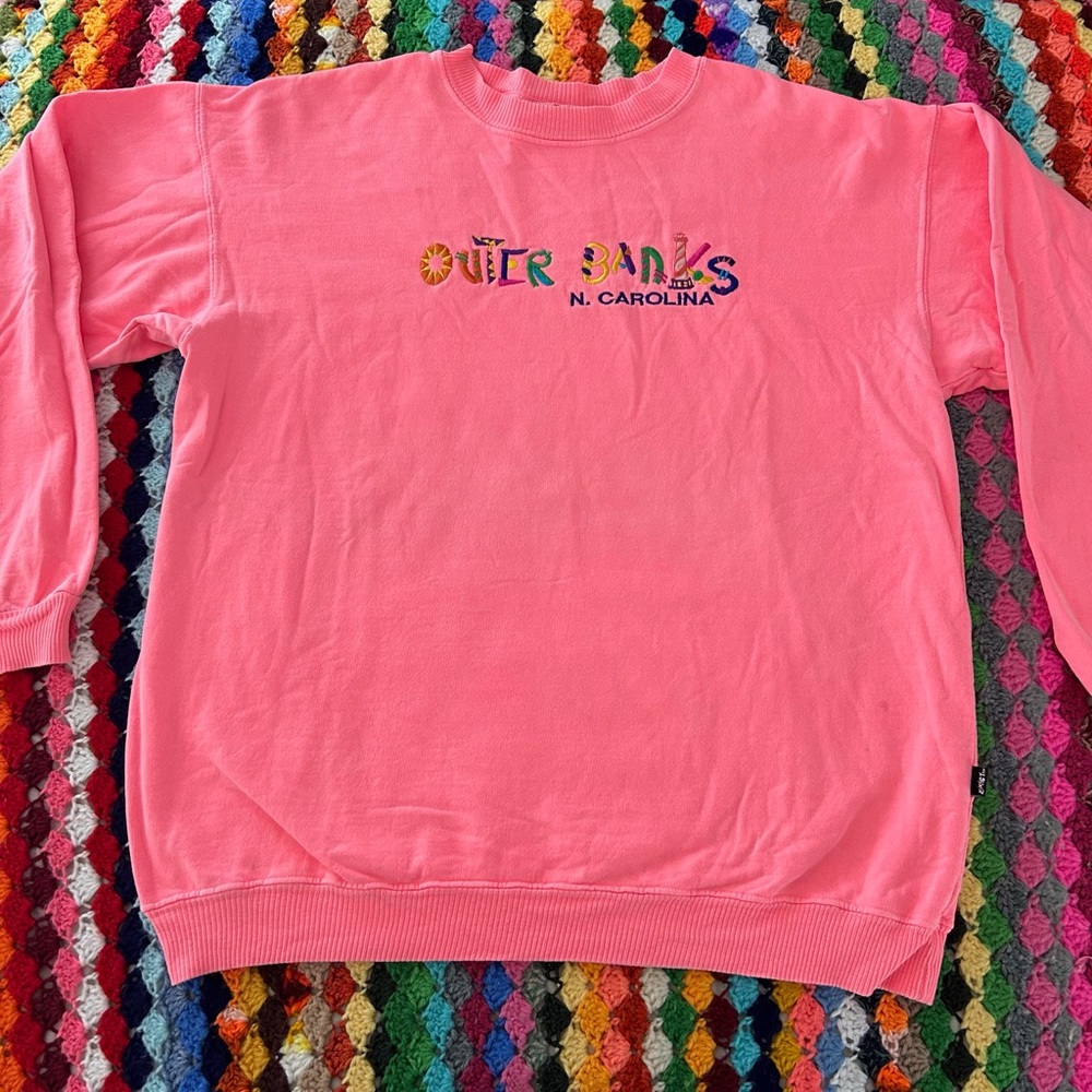 Vintage 90s Outer Banks Neon EXIST Sports Crewneck Lightweight Sweatshir…